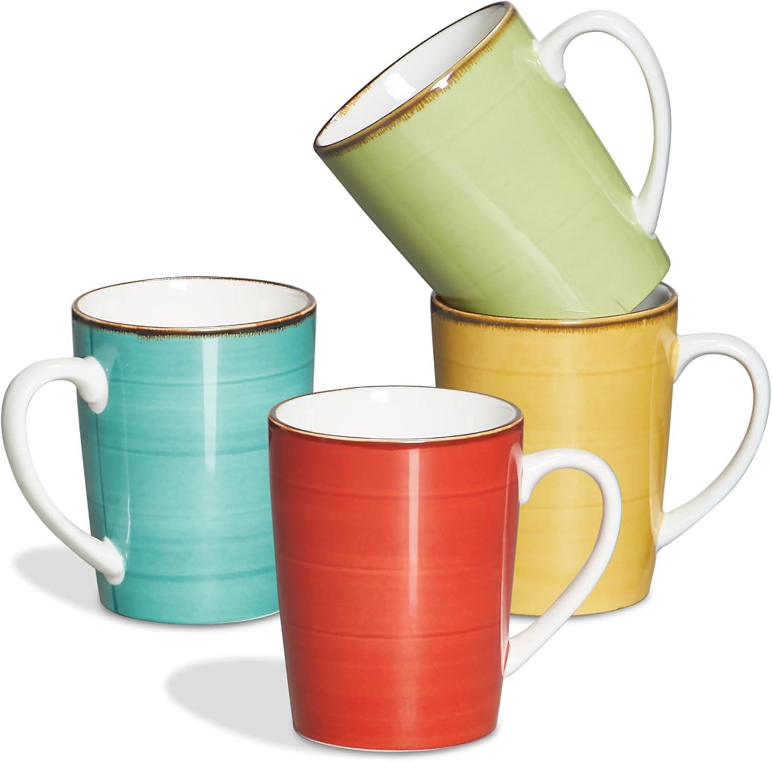 16 oz Coffee Mugs Set of 4 Large Ceramic Coffee Cups Colorful Mugs Set with Handles for Latte, Hot Cocoa, Tea - Housewarming Gift - Assorted Colors