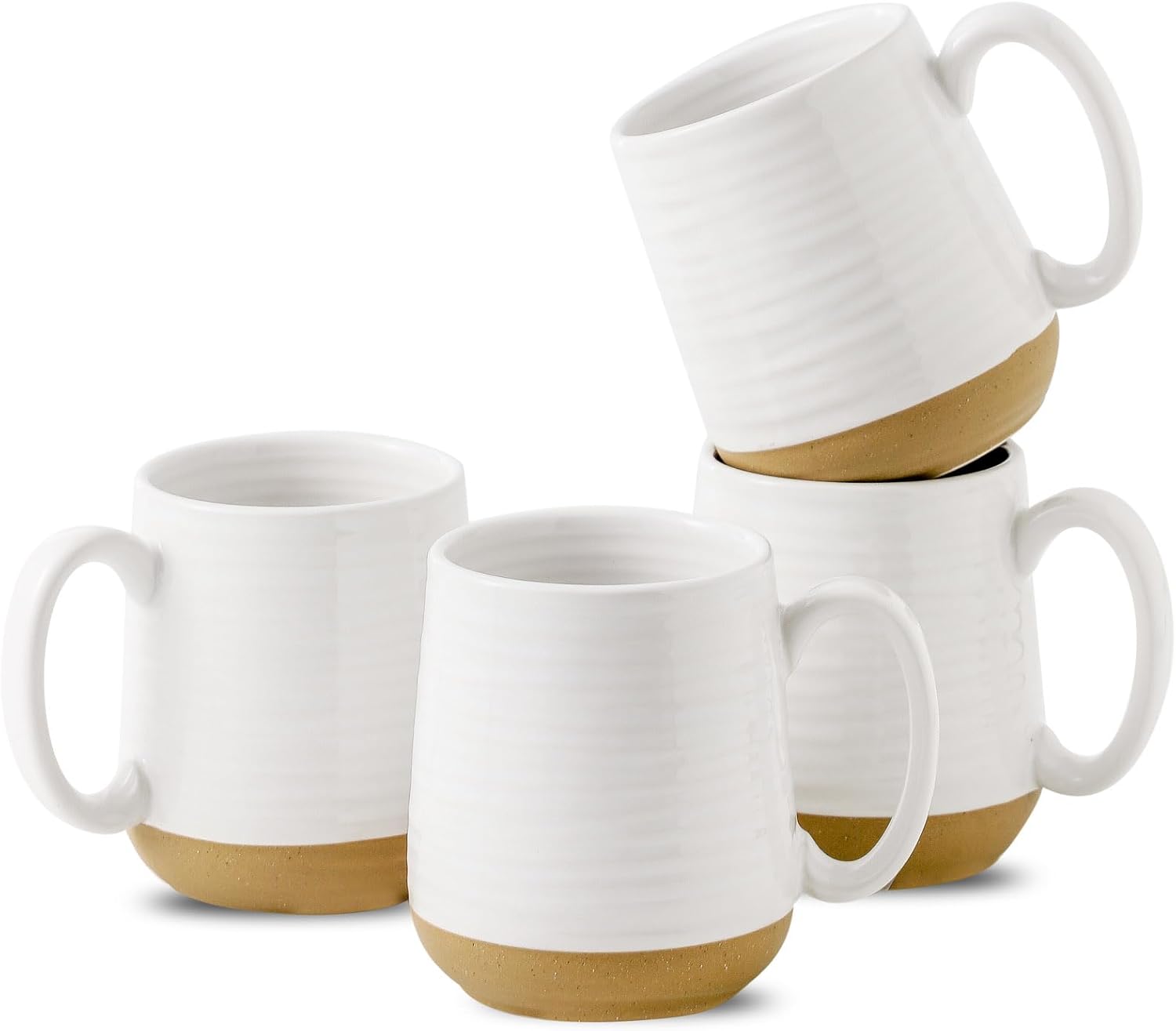 Coffee Mugs Set of 4, 15 oz Ceramic Coffee Cups with Comfortable Handle, Large Tea Cups for Coffee, Soup, Latte, Mug Set Gift for Wedding, Microwave and Dishwasher Safe, White